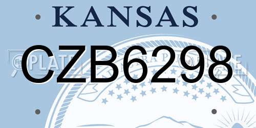 CZB6298 Kansas License Plate