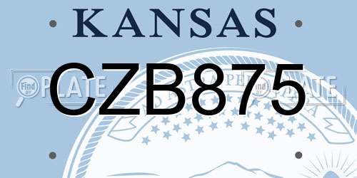 CZB875 Kansas License Plate