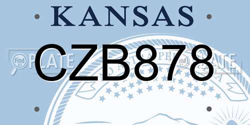 CZB878 Kansas License Plate