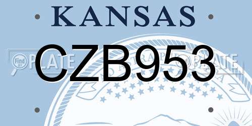 CZB953 Kansas License Plate