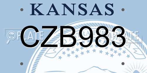 CZB983 Kansas License Plate