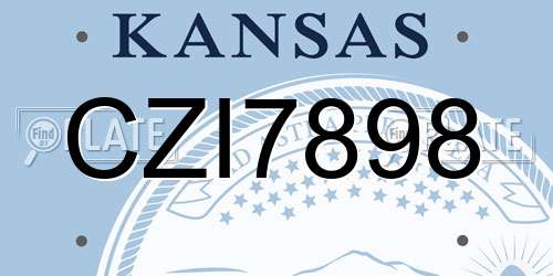 CZI7898 Kansas License Plate