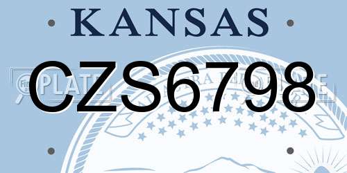 CZS6798 Kansas License Plate