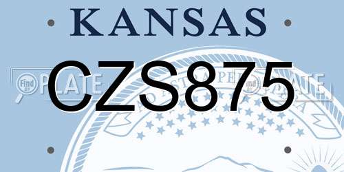 CZS875 Kansas License Plate