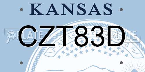 CZT83D Kansas License Plate