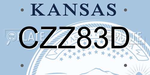 CZZ83D Kansas License Plate