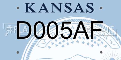 D005AF Kansas License Plate
