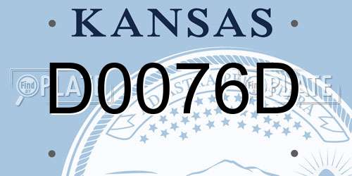 D0076D Kansas License Plate