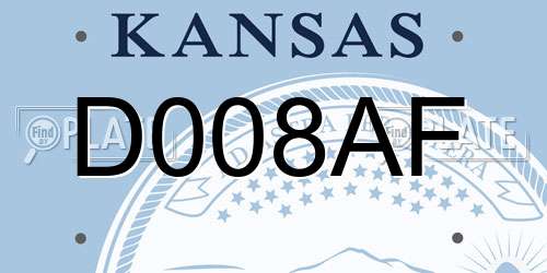 D008AF Kansas License Plate