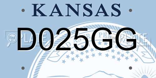 D025GG Kansas License Plate