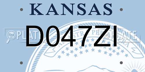 D047ZI Kansas License Plate