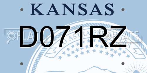 D071RZ Kansas License Plate