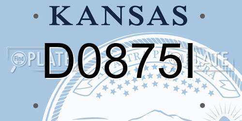 D0875I Kansas License Plate