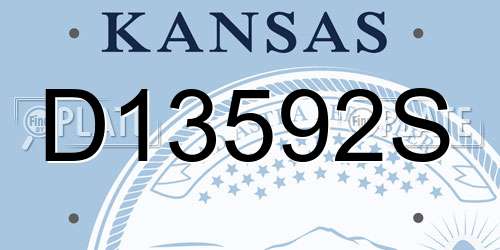 D13592S Kansas License Plate