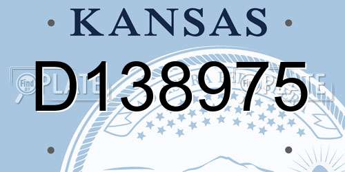 D138975 Kansas License Plate