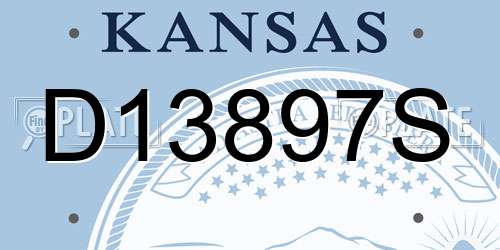 D13897S Kansas License Plate