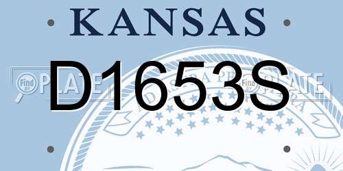 D1653S Kansas License Plate