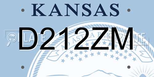 D212ZM Kansas License Plate