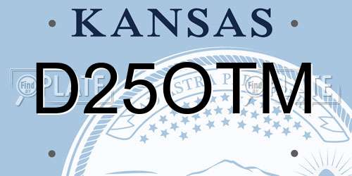 D25OTM Kansas License Plate