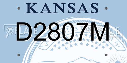 D2807M Kansas License Plate