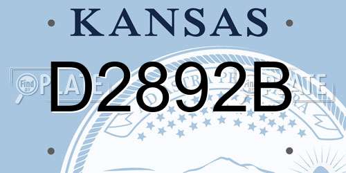 D2892B Kansas License Plate