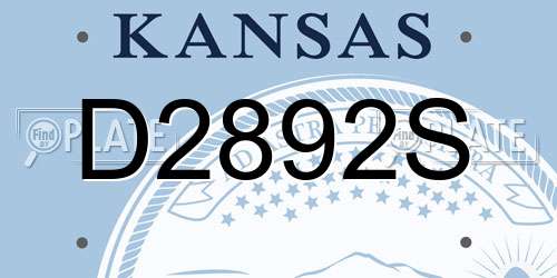 D2892S Kansas License Plate