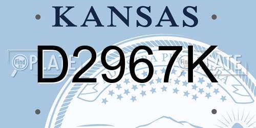 D2967K Kansas License Plate