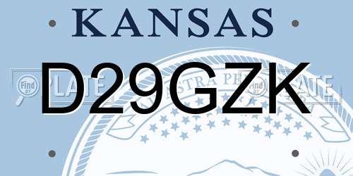 D29GZK Kansas License Plate