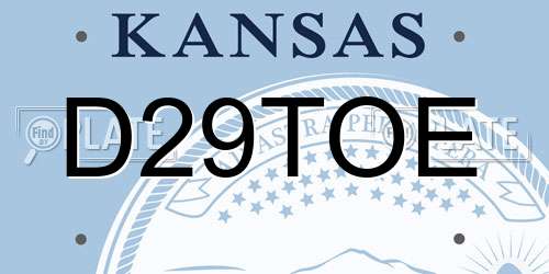D29TOE Kansas License Plate