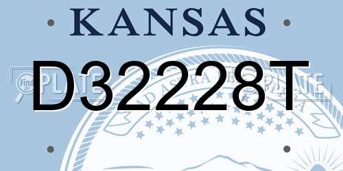 D32228T Kansas License Plate