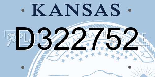 D322752 Kansas License Plate