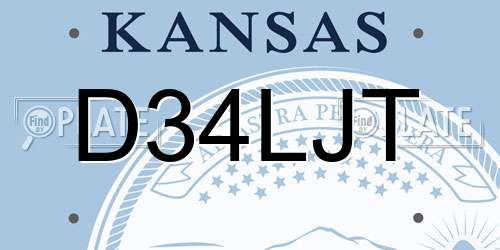 D34LJT Kansas License Plate