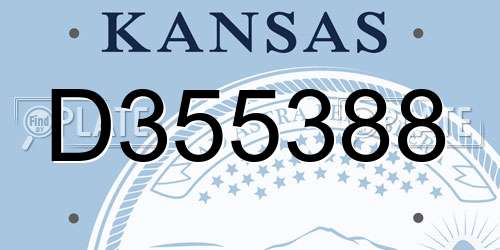 D355388 Kansas License Plate