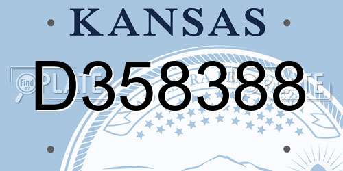 D358388 Kansas License Plate