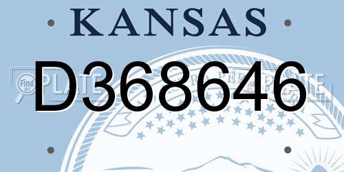 D368646 Kansas License Plate