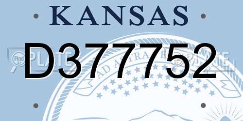 D377752 Kansas License Plate