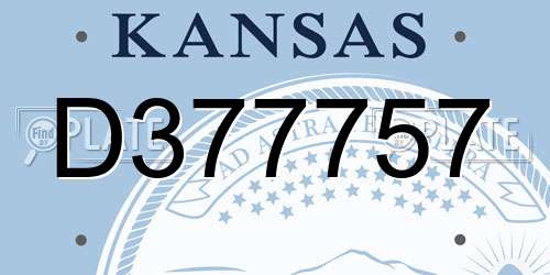 D377757 Kansas License Plate