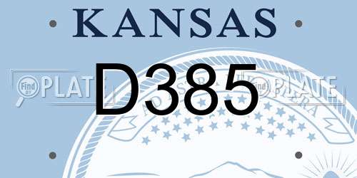 D385 Kansas License Plate