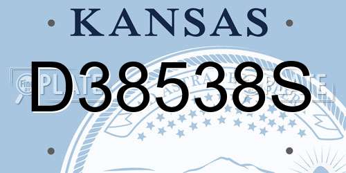 D38538S Kansas License Plate