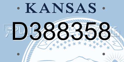 D388358 Kansas License Plate