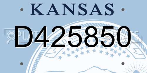 D425850 Kansas License Plate