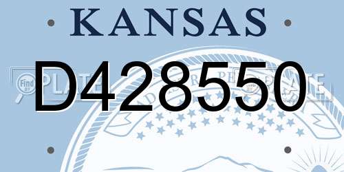 D428550 Kansas License Plate
