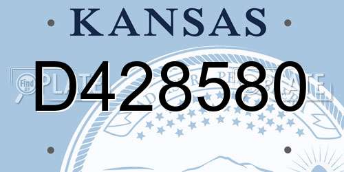 D428580 Kansas License Plate
