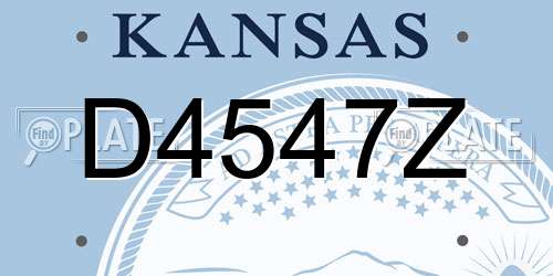 D4547Z Kansas License Plate