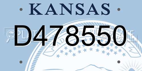 D478550 Kansas License Plate