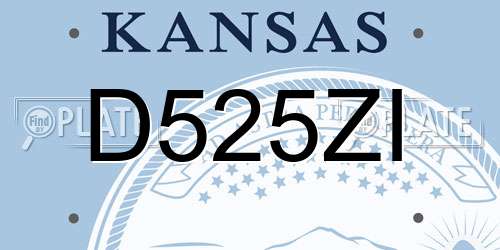 D525ZI Kansas License Plate