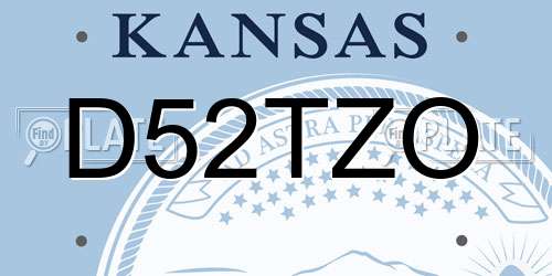 D52TZO Kansas License Plate