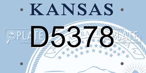 D5378 Kansas License Plate