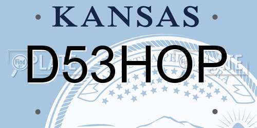 D53HOP Kansas License Plate