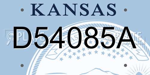 D54085A Kansas License Plate